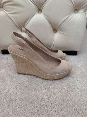 $259 Neiman Marcus Women's Beige Laxmi Suede Wedge Espadrille Shoes Size US 7M