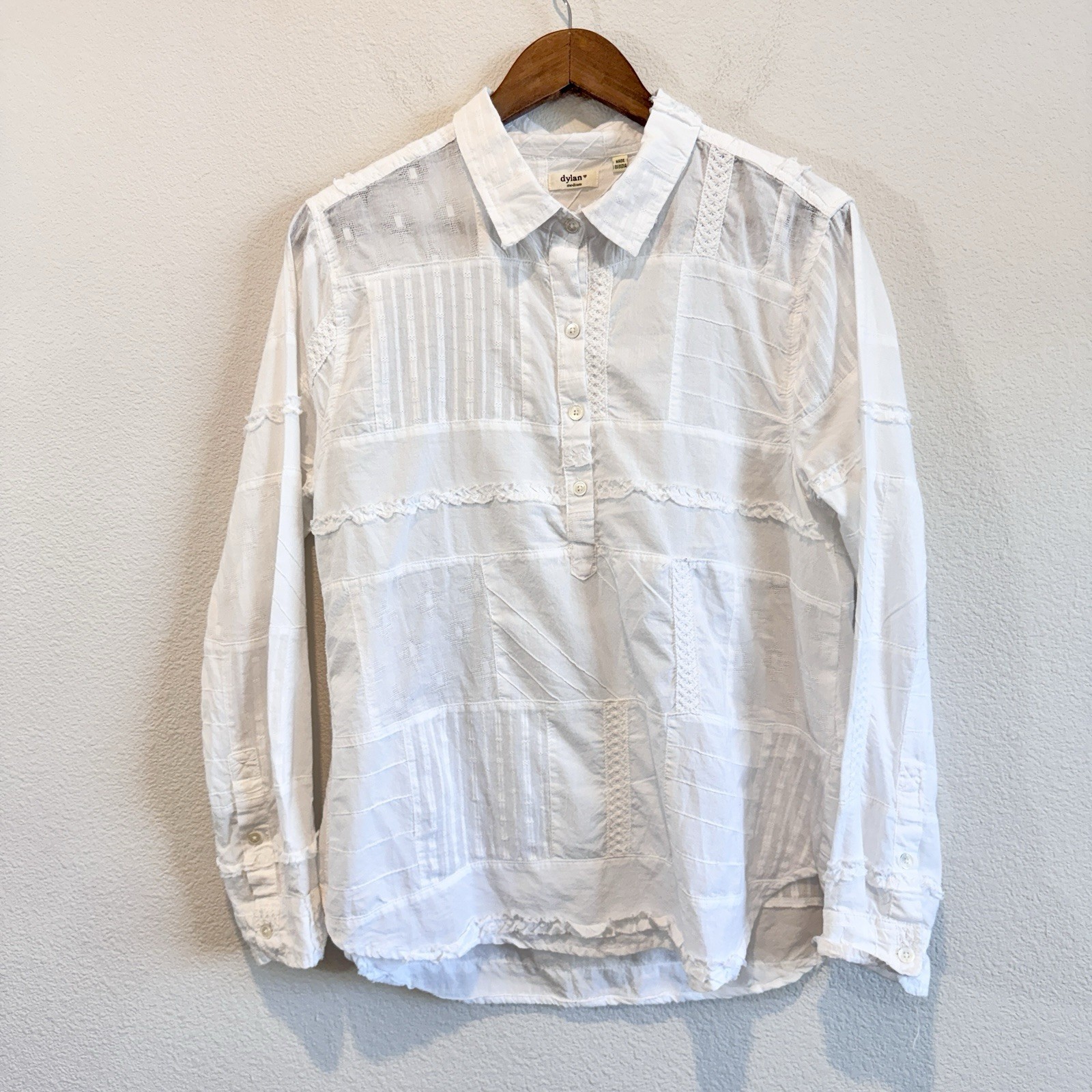 Dylan Boho Patchwork White Button Down Cottagecor… - image 1