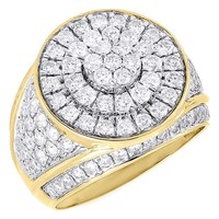 JFL 10K Gelbgold Diamant Mayan Pinky Ring Rundschliff Pave Band 3.02 CT