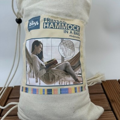 Bliss Hammocks Fringed Hammock in a Bag with Hanging Hardware