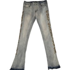 Waimea Mens 34x36 Lost Generation Embroidered Stacked Fit Jeans Bleach Wash NEW