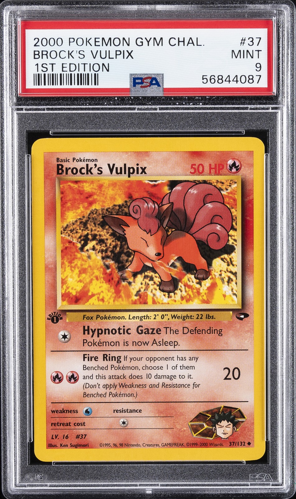 2000 POKEMON GYM CHALLENGE 1ST EDITION #37 BROCK'S VULPIX PSA 9