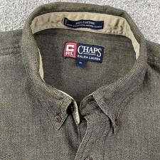 Vintage Chaps Ralph Lauren Button Down Shirt Men XL Herringbone 90s USA Preppy