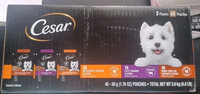 Cesar Canine Wet Dog Food, Variety Pack (40 1.76oz Pouches). Sealed. 09/04/2025