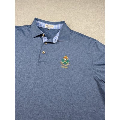 Peter Millar Royal Dublin GC Summer Comfort Polo Shirt Blue Mens L MS19EK29S