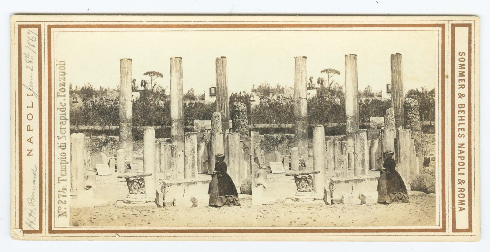 G2554~ ITALY – Possuoli Temple of Serapis c.1860s Stereoview – Sommer & Behles