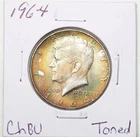 New ListingRainbow Toner 1964 JFK Kennedy Half Dollar  BU Toned Both Sides
