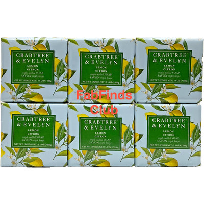 Crabtree & Evelyn Lemon Bar Soap Triple Milled 21oz (6x3.5oz) 6pc Set