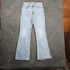 Womens Size 8 Old Navy Light Wash High Rise Flare Leg Jeans Split Hem