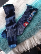 Handgestrickte Wollsocken Größe 38, Socken handgestrickt