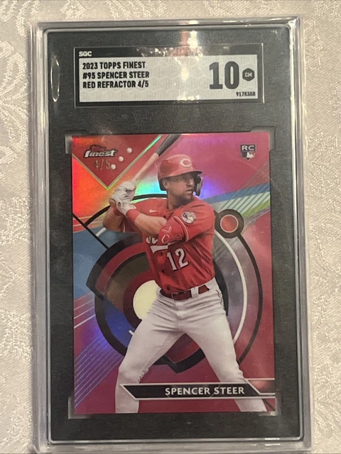 2023 Topps Finest SGC 10 Spencer Steer RC /5 ULTRA RARE TEAM COLOR MATCH RED!!!