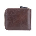 Coffee Mens Leather Zipper Bifold Wallet with Coin Pocket Front Pocket Purse — photo 5