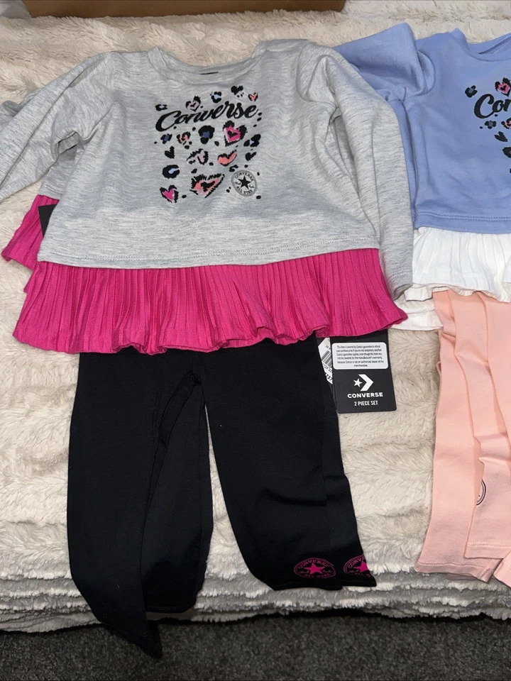 批发批量 12 件套匡威女孩尺寸 12-24 个月套装上衣裤子全新带标签 — 第 4/4 张图片