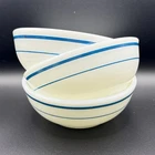 3 Vtg Corning Pyrex Tableware Milk Glass Cereal Bowl Teal Blue Double