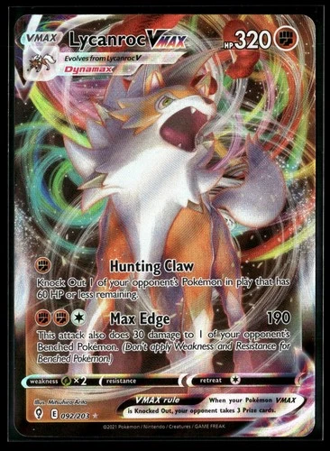 Lycanroc VMAX 092/203 Holo SWSH07: Evolving Skies NM