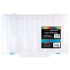 Large Clear Plastic Storage Box with Compartments for Organization