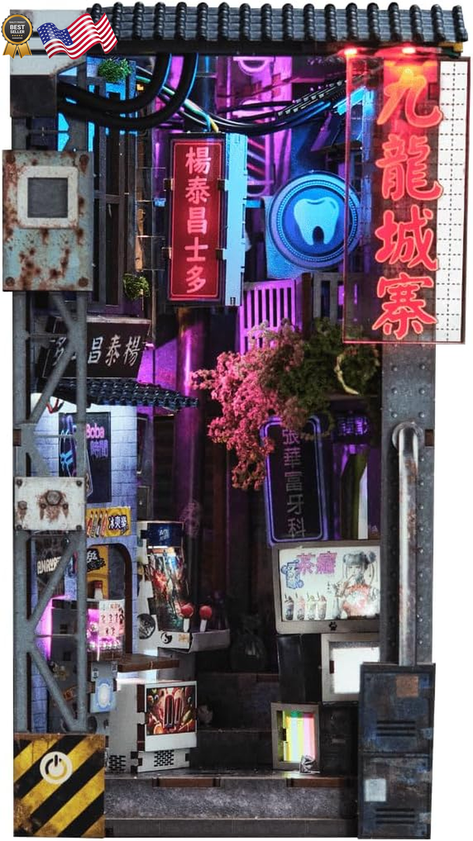 Anavrin Book Nook Kit Kowloon Walled City 2049 DIY 3D Wooden