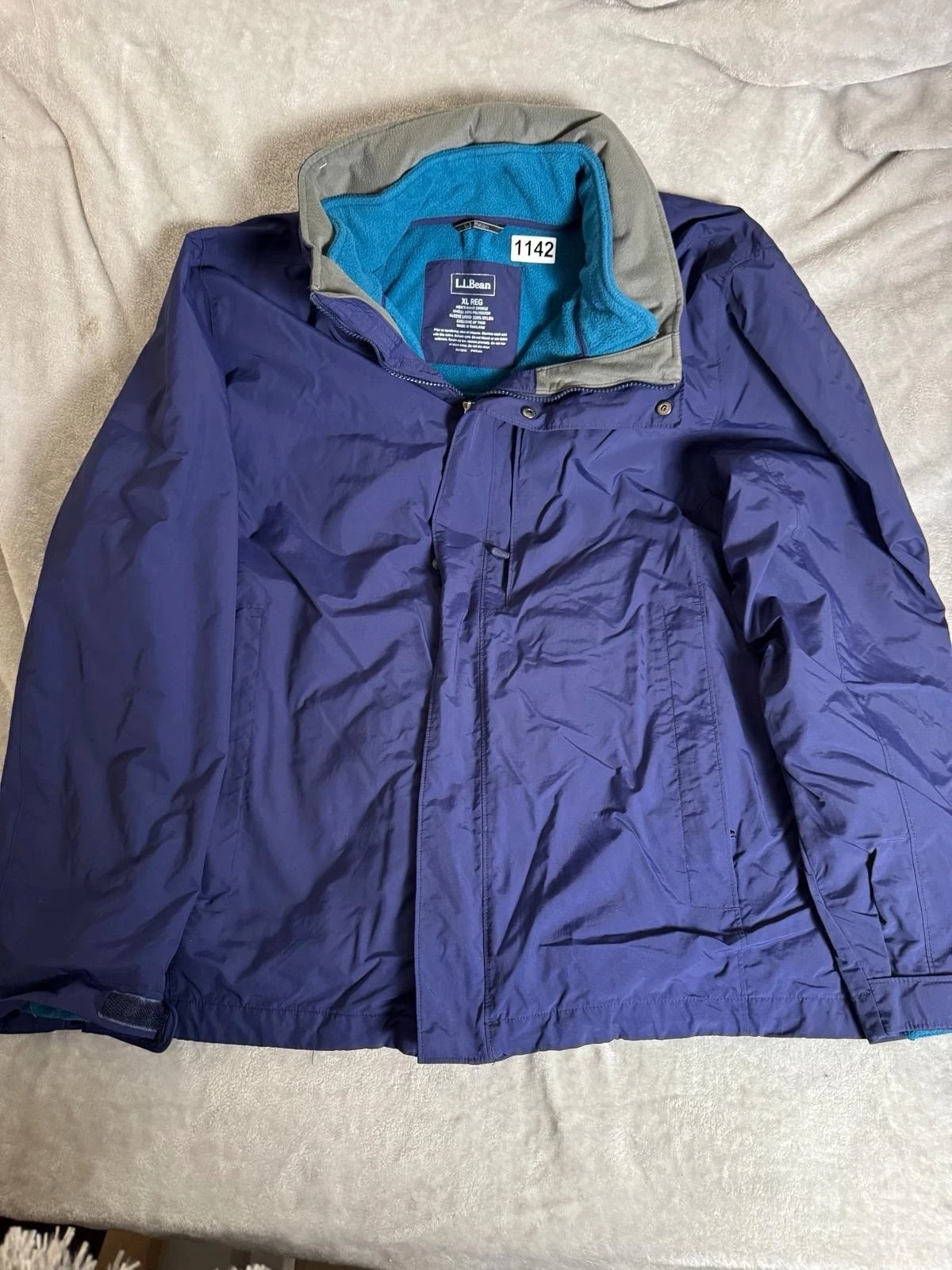 LL Bean Jacket Mens Extra Large Blue Full Zip Fleece Lined Storm Chaser