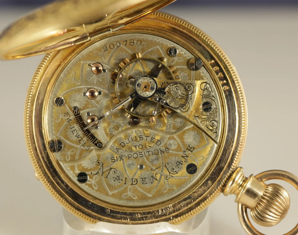 FABULOUS 24 JEWEL, SETH THOMAS, MAIDEN LANE~NEAR PERFECT~GREAT GOLD FILLED CASE! - Image 2 of 4