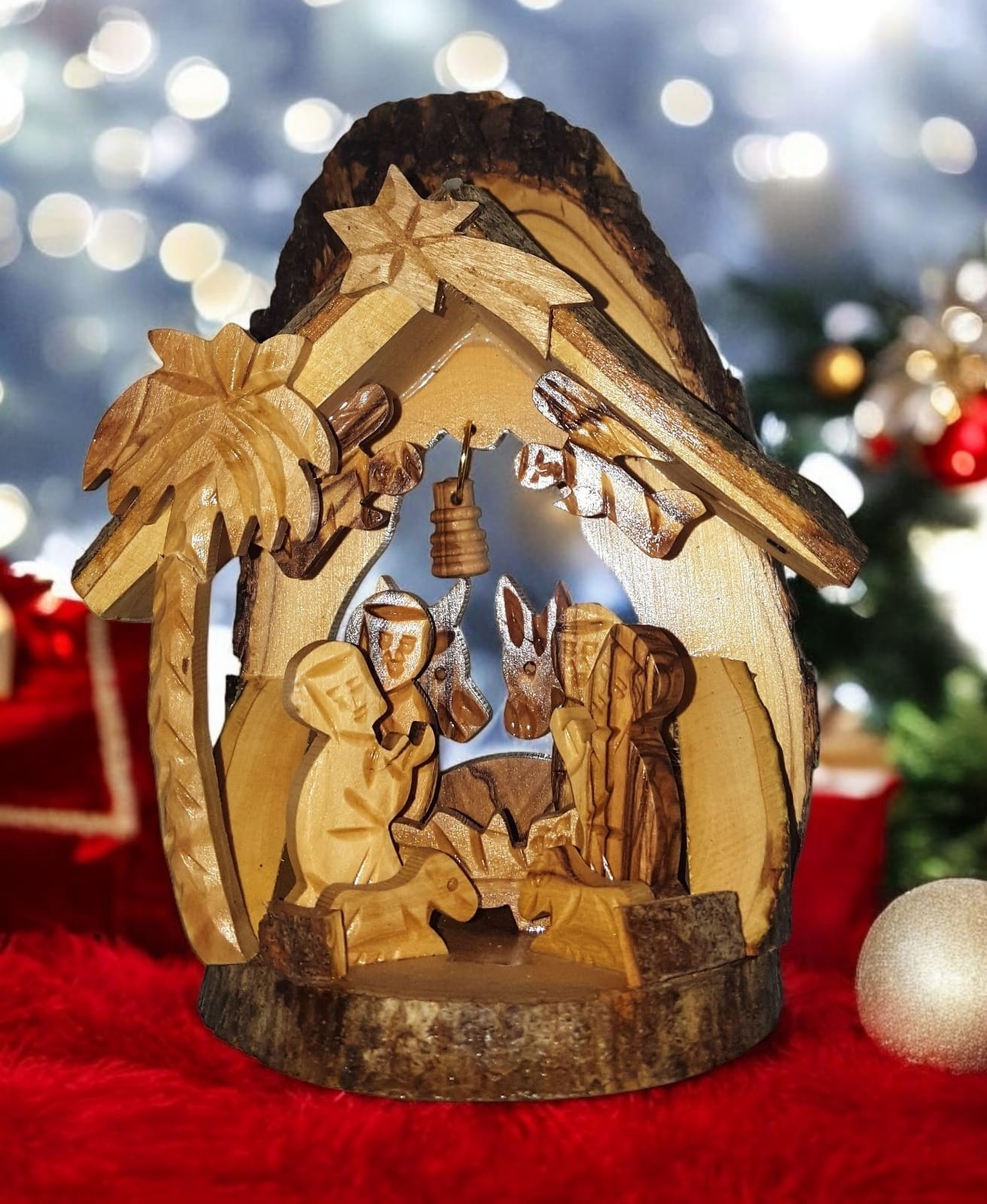 Krippe Olivenholz 15 cm Weihnachtskrippe aus Israel Minikrippe Holzkrippe Jesus