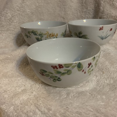 3 Paula Deen Cottage Core Spring Medley Cereal Salad Soup Bowls 5.5''