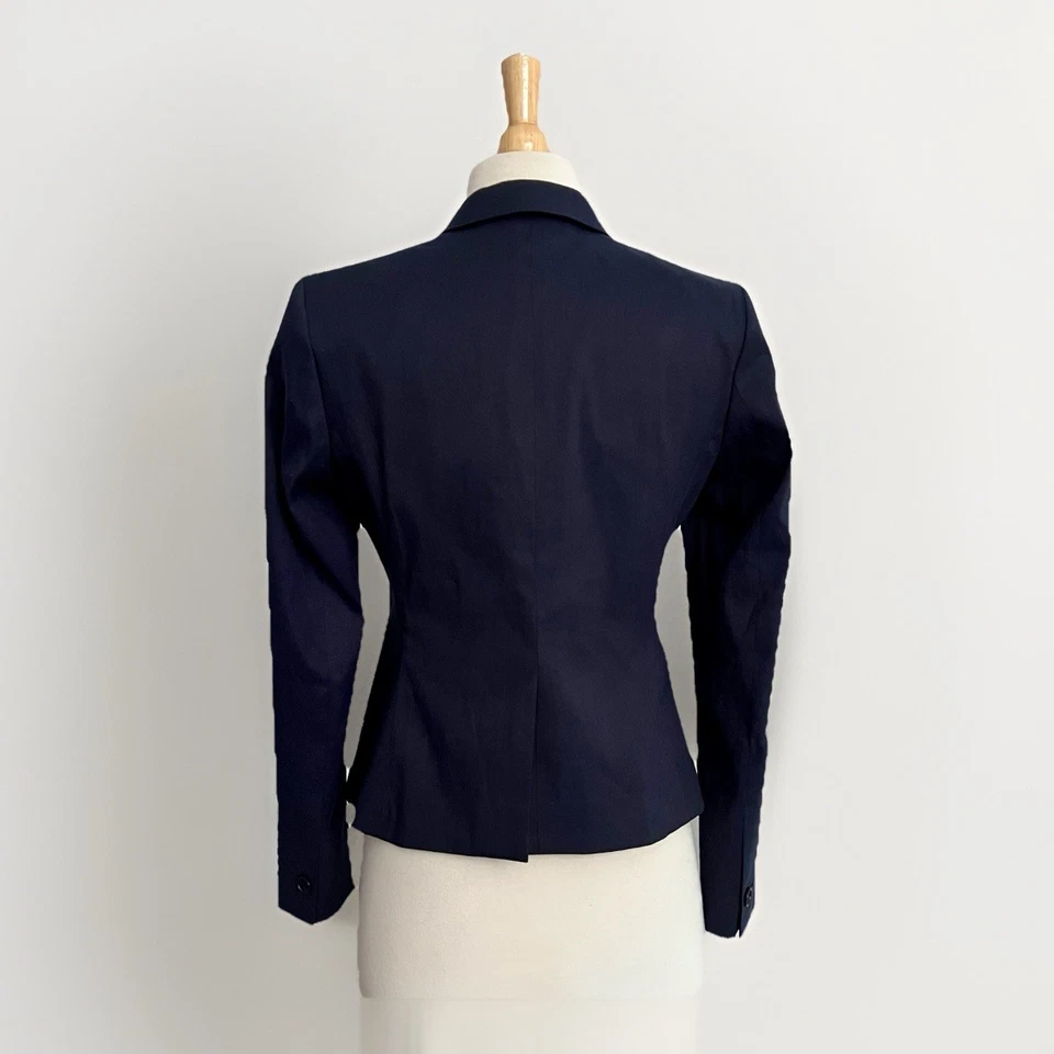 Brooks Brothers Womens Navy Linen Blend Stellita Fit Blazer Jacket Sz 4P Italy - Image 3 of 4
