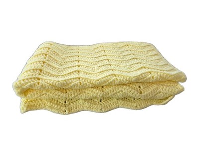 BEAUTIFUL NEW HANDMADE CROCHET BABY BLANKET/AFGHAN YELLOW 39''x30.5''