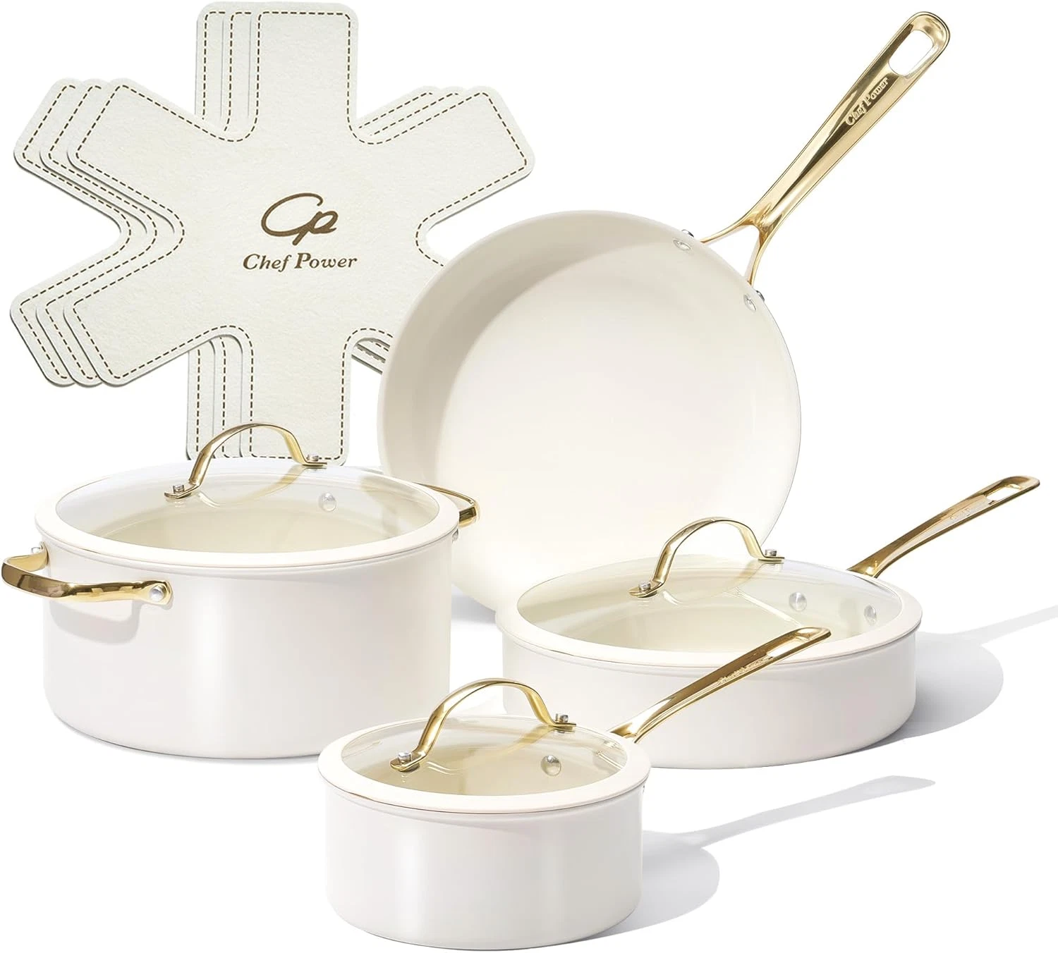Elegant 10-Piece Non-Stick Ceramic Cookware Set with Stainless Steel Handles