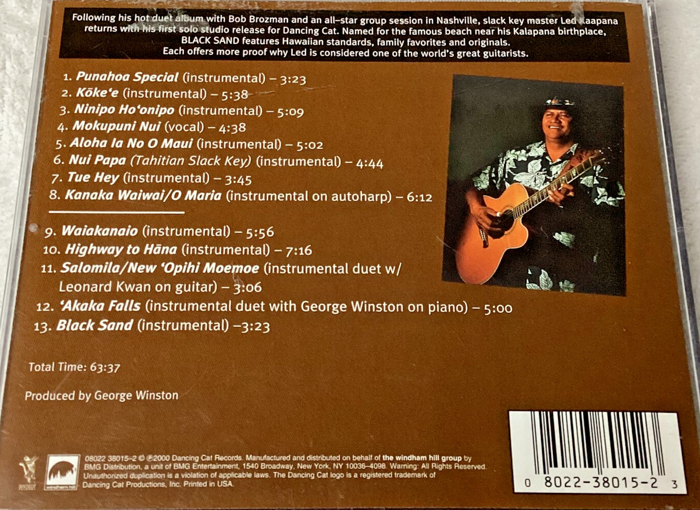 Black Sand by Ledward Kaapana, CD 2011, 13 Songs, 56 Minutes