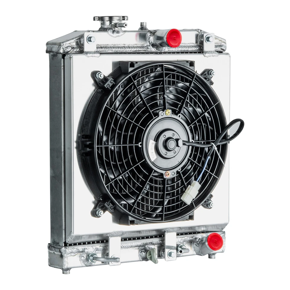 3 ROW Radiator & Shroud Fan Fits 1992-2000 Honda Civic CX DX EX EK EG GX HX AT Foto 3 de 4