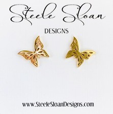 Butterfly Gold Stud Earrings, Butterfly Earrings, Hypoallergenic