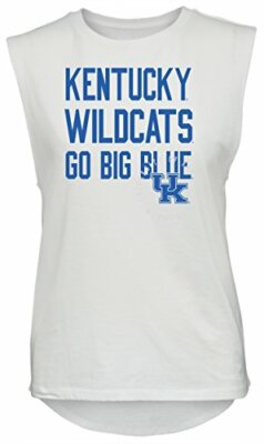 NCAA Rocker Women's Sleeveless Drop Tail Tank, White, Medium, Kentucky Wildcats