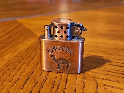 Vintage Camel Flip-Top Cigarette Lighter Brushed Copper