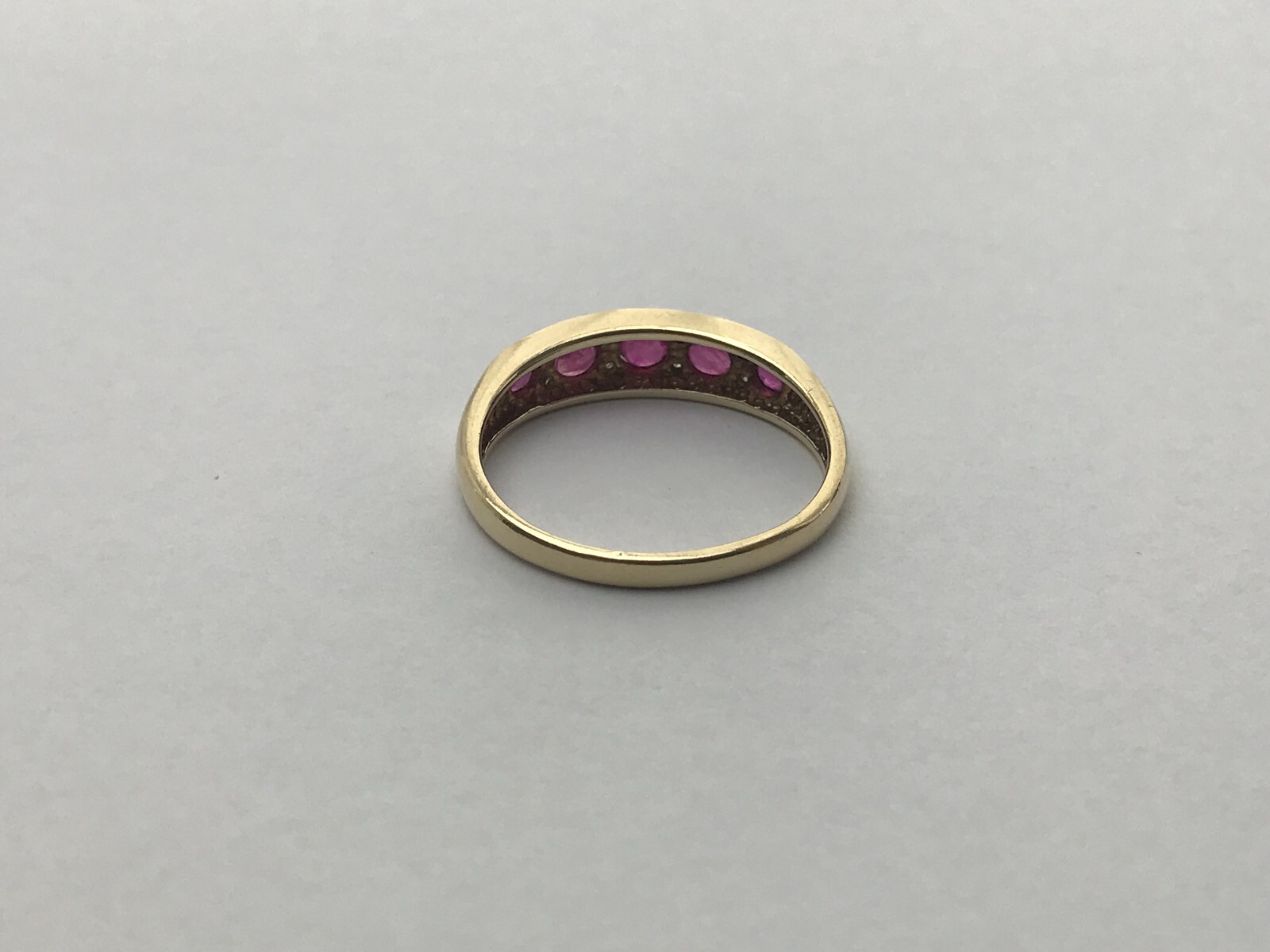 Ruby and Diamond 9ct Gold Ring Half Eternity Ruby… - image 11