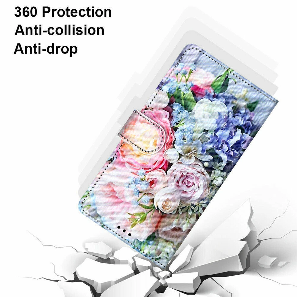 Funda de teléfono billetera con múltiples flores para iPhone 11 12 13 14 15 16 Pro Max XR 6 7 8 SE Foto 4 de 4