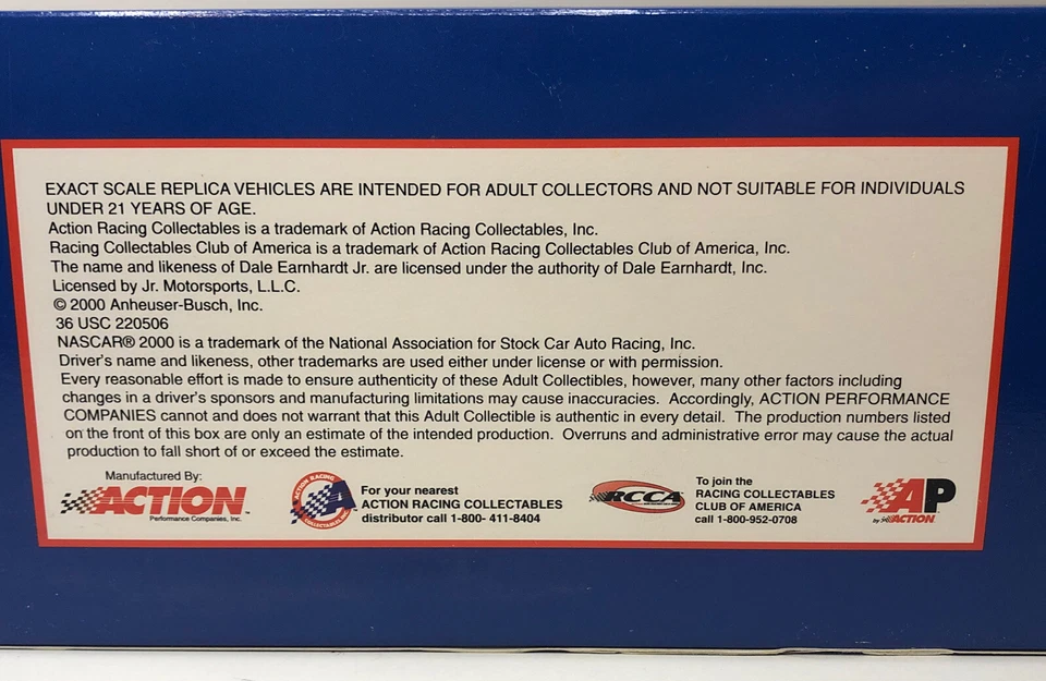Dale Jr Bud 2000 equipo olímpico de Estados Unidos color cromo 1/24 acción para fanáticos de las carreras diecast Foto 4 de 4