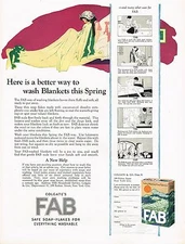 1920s BIG Vintage Fab Laundry Soap Retro Decor Art Deco Color Print Ad