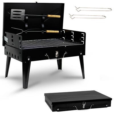 Tragbarer klappbarer Holzkohlegrill Barbecue Campinggrill Reise Picknick Outdoor