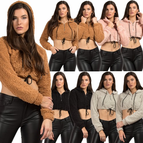 Womens Teddy Bear Half Zip Hoodies 