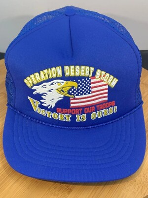 Vtg Operation Desert Storm Hat Victory is Ours Trucker Mesh American Flag USA