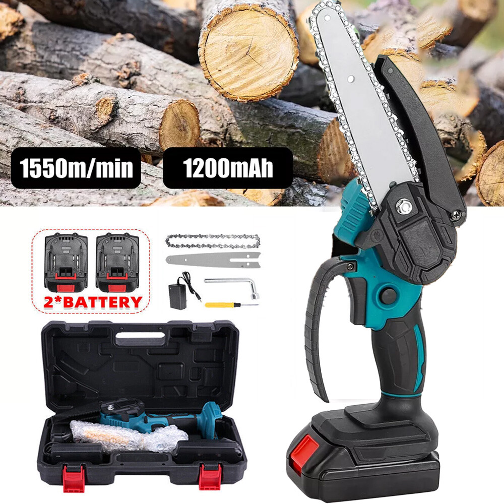 6 Inch Cordless Electric Chainsaw with 2 Batteries - Lightweight Portable for Home DIY Projects