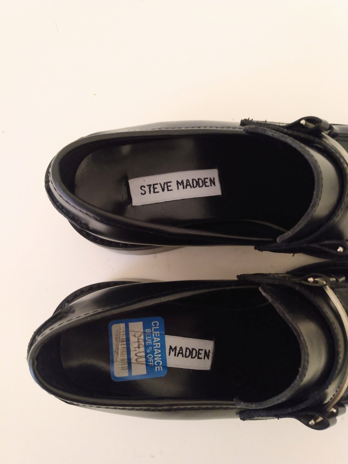 SAOLA Scarpe Steve Madden Andy da bambina nere in vera pelle punta 2" tacco grosso taglia 6 B