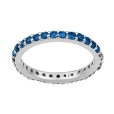 1.05ctw Round London Blue Topaz 925 Sterling Silver Full Eternity Women Ring