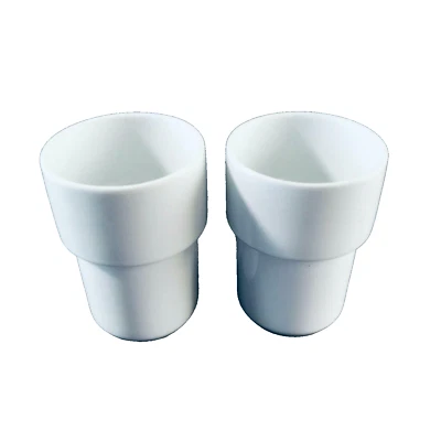 Becher 2er Set 9,5 cm Kaffeebecher Trinkbecher Milch Porzellan weiß - Bild 1 von 2