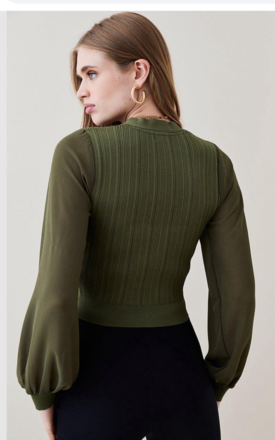 Karen Millen  Follow Military Georgette Sleeves Cardigan khaki small SOLD OUT image 3