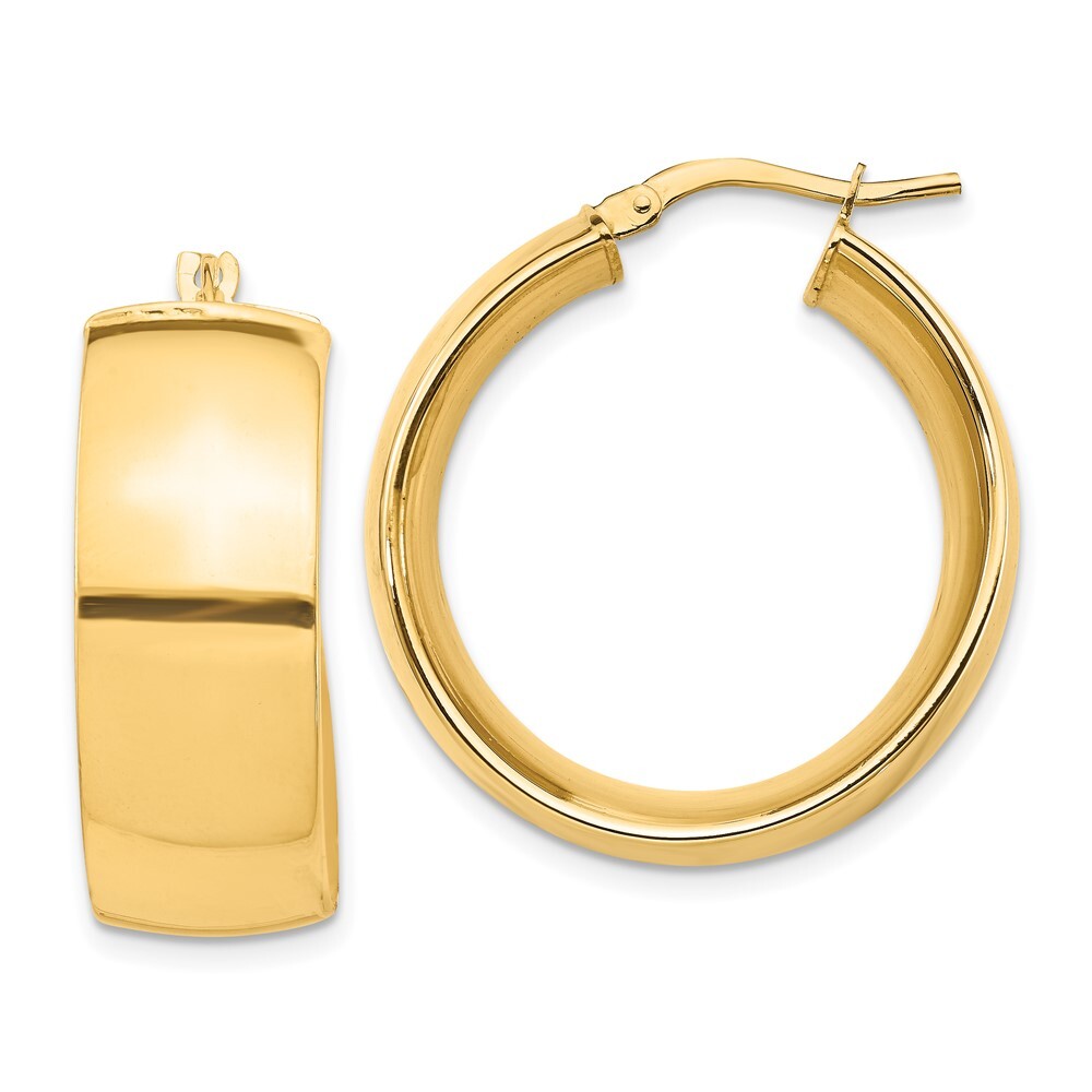 27.88mm 14K Yellow Gold High Polished Small 10mm Hoop Earrings