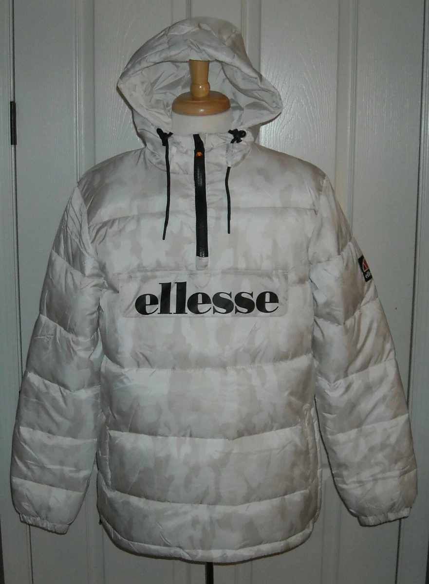 Groene achtergrond Valkuilen Stroomopwaarts NWT Men&#039;s Ellesse Leol Padded Winter Camo Print Hooded Jacket Size L  Off White | eBay