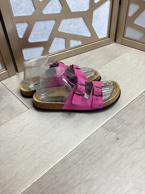 Chicory Sport Birk Flor Sandal Shoes SlideS Flipflop Slippers Pink 6 6.5  Suede