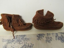 Pair of 1292 Minnetonka Brand Toddler Brown Leather Mocassins Toddler Size 4