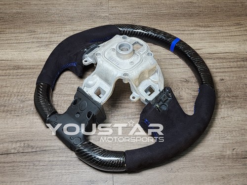 NO TARIFF Real CARBON Alcantara Blue Steering Wheel for FIAT ABARTH 595 695 17+ - Picture 8 of 8
